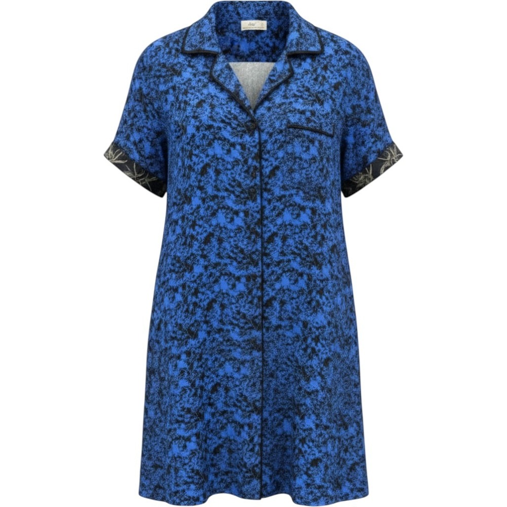 Maaji Resort Button Down Shirt Dress, Blue Black, Women's Size Small NWT